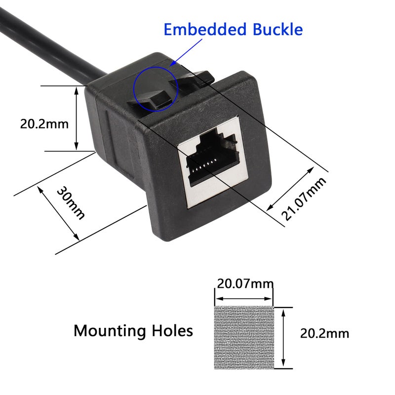CERRXIAN RJ45 Male to Female LAN Ethernet Network Cat 5e Panel Mount Cable (Black)(2m) - Image 5
